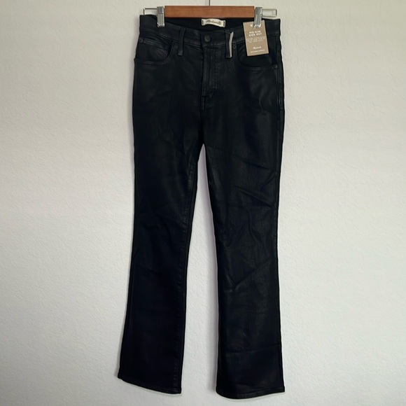 Leather coated denim kick out crop jeans - Picture 2 of 4